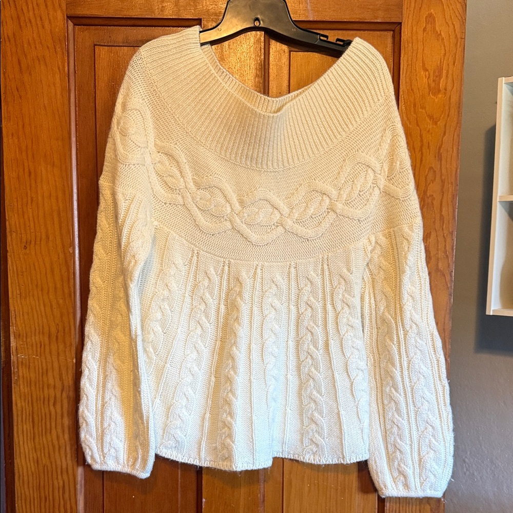 Moda International Cream Cable Knit Sweater